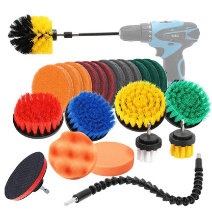 Electric drill cleaning brush and polishing pad set with colorful foam heads
