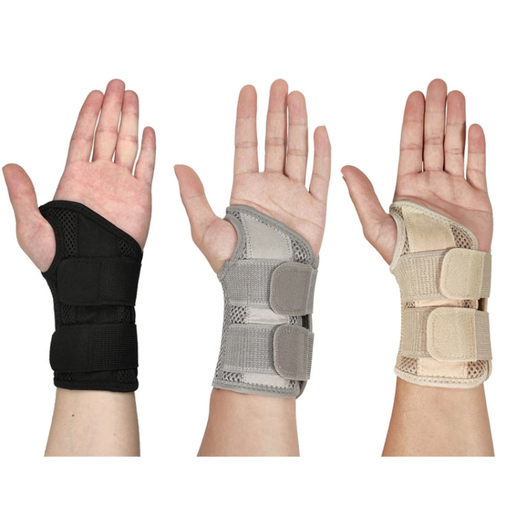 Breathable wrist guards in black, gray, and beige with adjustable dual straps