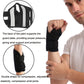 Black wrist brace with two compression straps and rigid palm support plate