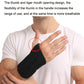 Black breathable wrist brace with thumb opening for flexible grip and support