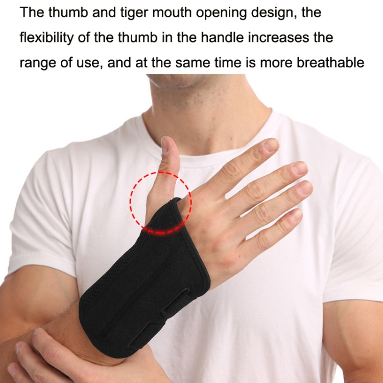 Black breathable wrist brace with thumb opening for flexible grip and support