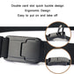 Men's black woven belt with gray quick-release buckle and double card slots