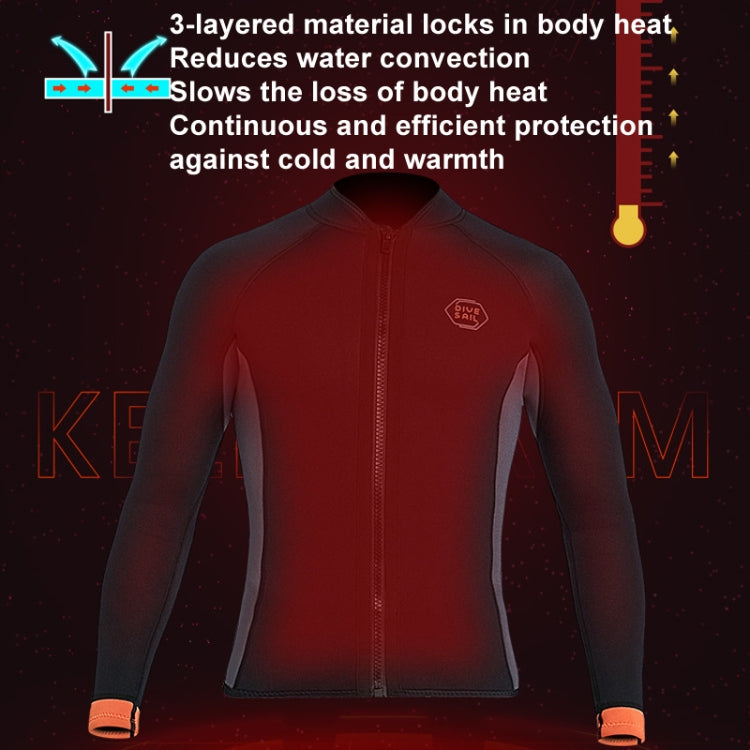 Black thermal diving top back view with insulated layer graphic overlay.