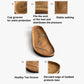 Cork footbed design diagram showing toe groove and elevated edge protection