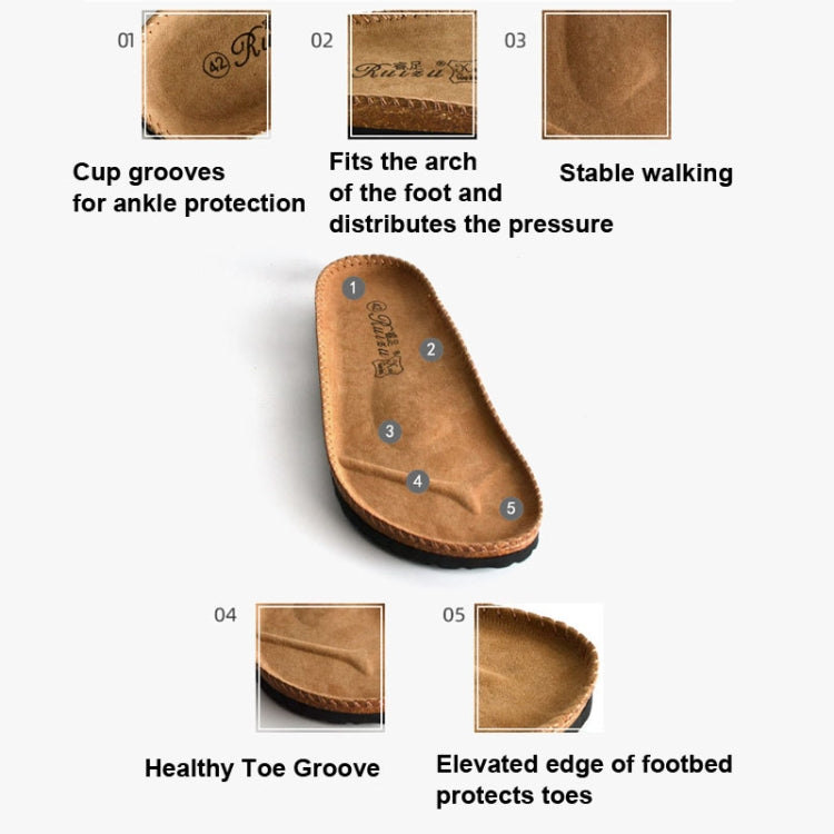 Cork footbed design diagram showing toe groove and elevated edge protection