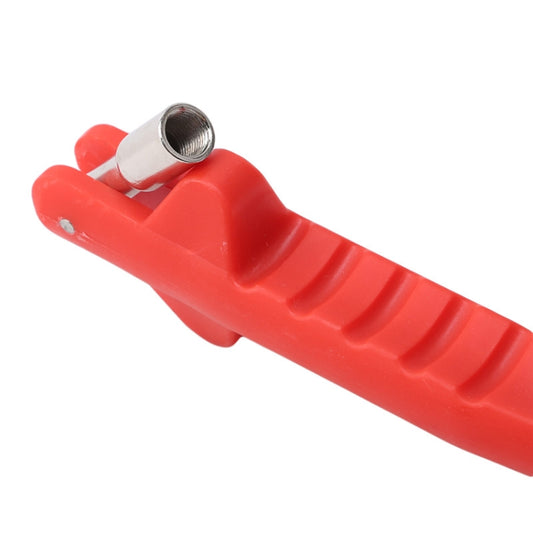 Red plastic valve replacement lever with threaded metal insert on head