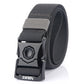 Dark gray woven men’s elastic buckle belt with textured strap and metal snap buckle