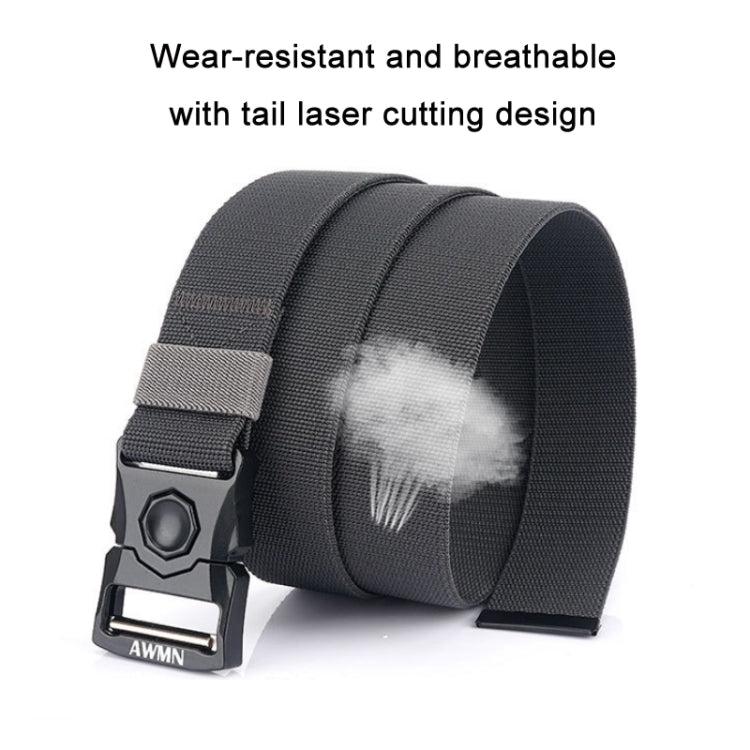Men's elastic belt with buckle, dark webbing, 120 cm