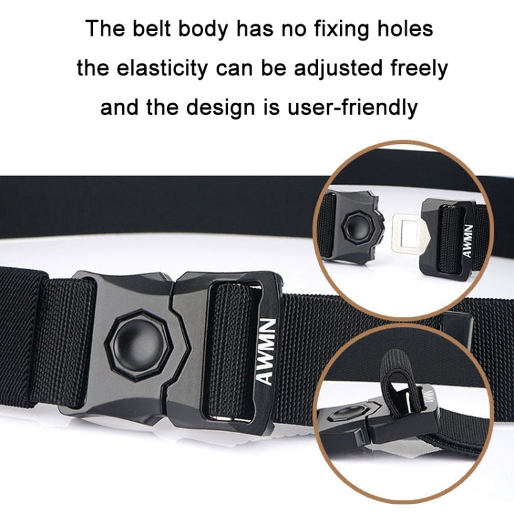 Men's elastic belt with adjustable fit and dark webbing buckle, 120 cm