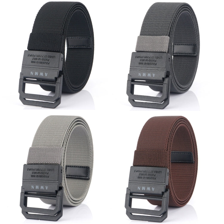 Assorted elastic casual belts with rectangular buckles: black, dark gray, light gray, coffee