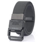 Elastic casual belt in charcoal gray with rectangular buckle and stitched keeper tab