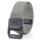 Elastic casual belt in light gray with rectangular buckle and leather-look keeper tab