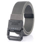 Elastic casual belt in light gray with rectangular buckle and leather-look keeper tab