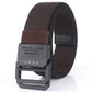 Men's elastic fabric belt in dark brown with black square buckle