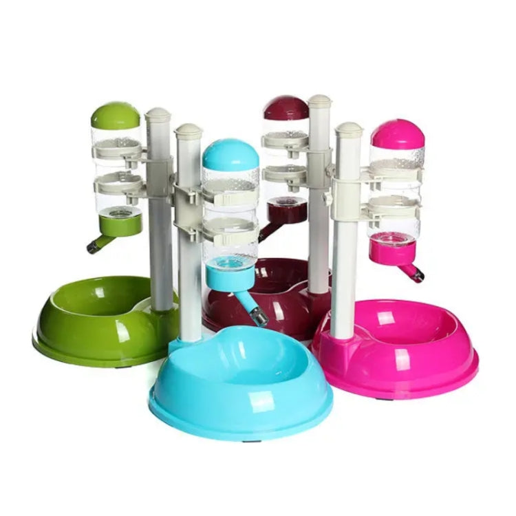Assorted color automatic pet water dispensers with stainless outlets and round bases