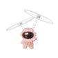 Pink astronaut gyro robot toy with dark visor, glowing spinning white propellers