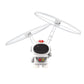 White astronaut gyro robot toy with red detail, glowing spinning white propellers