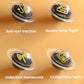 Set of four round clear bases with yellow action icons for induction toy flight