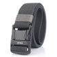 Men's elastic nylon belt with metal buckle, dark gray woven strap