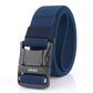 Men's elastic nylon belt with metal buckle, royal blue woven strap