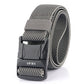 Men's elastic nylon belt with metal buckle, gray herringbone woven strap