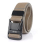 Men's elastic nylon belt with metal buckle, beige and brown herringbone strap