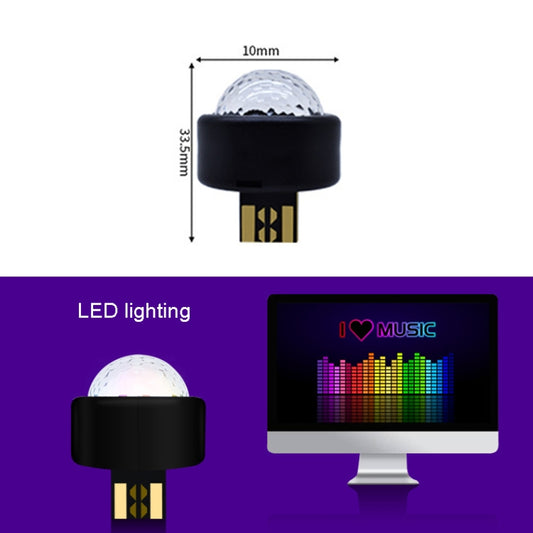 10 PCS Mini Rhythm Stage Lamp Car Colorful USB Atmosphere Light, Colorful Atmosphere Light