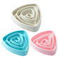 Assorted large triangular anti-choking dog slow bowls in beige, blue, and pink