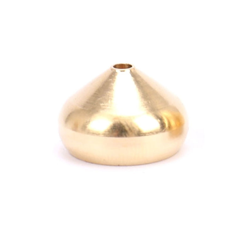 Gold drop-shaped incense insert plate with wide base and center opening