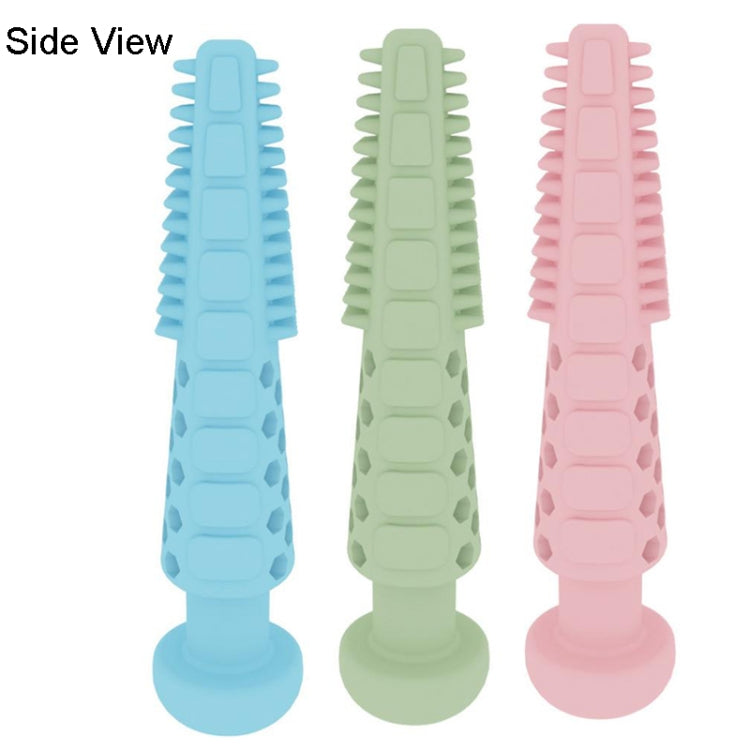 Side view: pastel toothpaste-shaped dog teething bite toys on TPR, with raised cleaning bumps