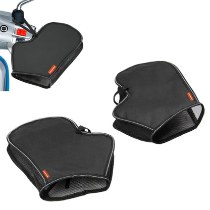Black handlebar sun gloves with zipper, hinged covers for e-bike handlebars (pair).