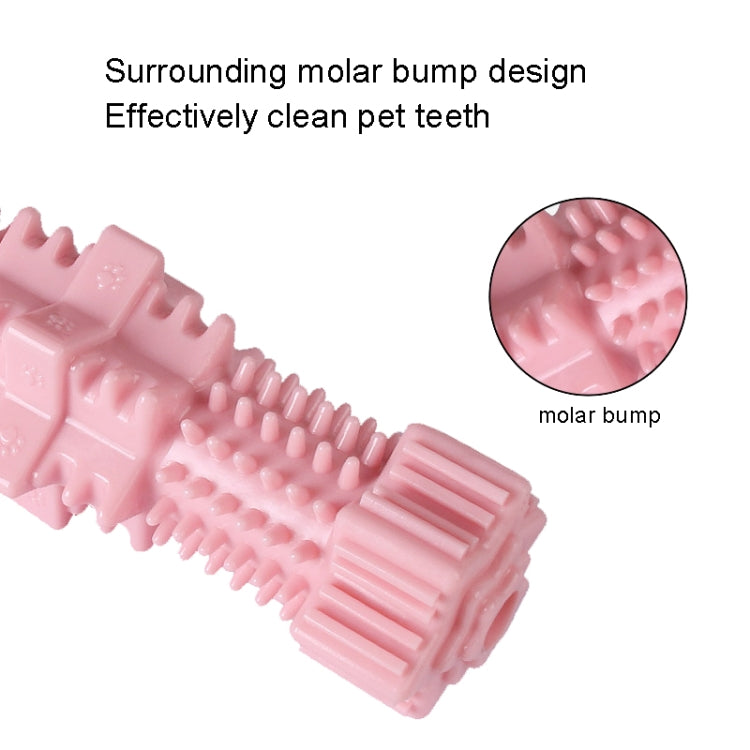 Light pink hexagonal molar dog chew toy with raised molar bump design