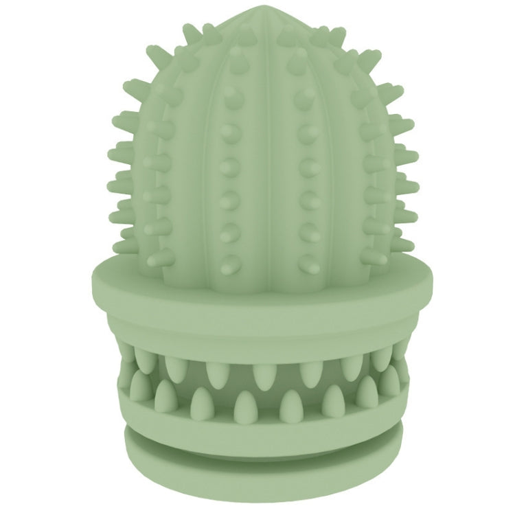 Avocado green cactus-shaped TPR pet teeth cleaning chew toy with studded ridges