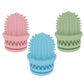 Cactus-shaped TPR pet teeth cleaning chew toy in blue, pink, and green colors