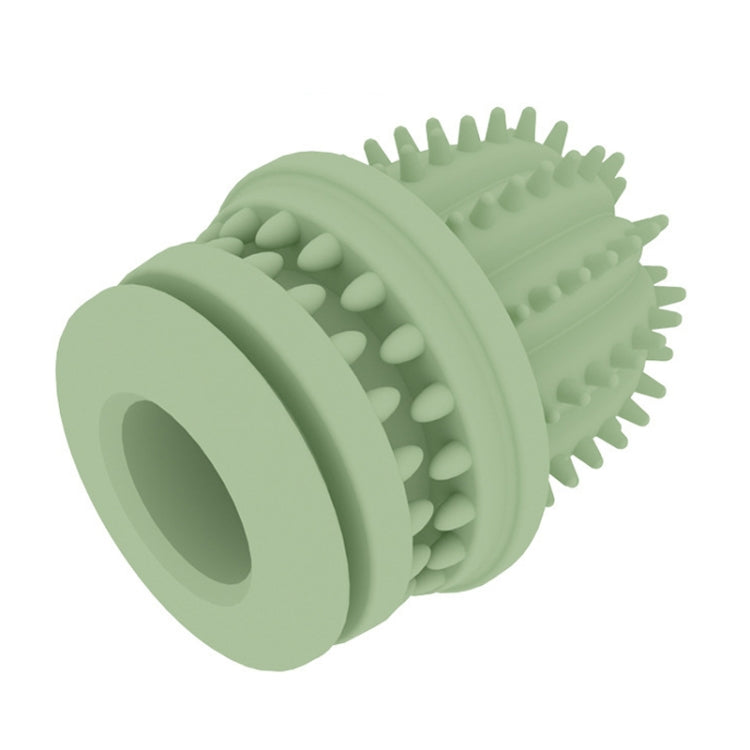 Avocado green cactus-shaped TPR pet teeth cleaning chew toy with inner ring opening