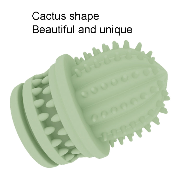 Avocado green cactus-shaped TPR pet teeth cleaning chew toy with ribbed chewing surface