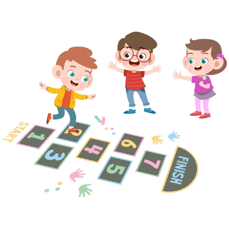 Children’s number jumping grid floor stickers with rainbow finish card and tile set