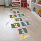 Children’s number jumping grid floor stickers with START/FINISH markers and tiles 1 to 7