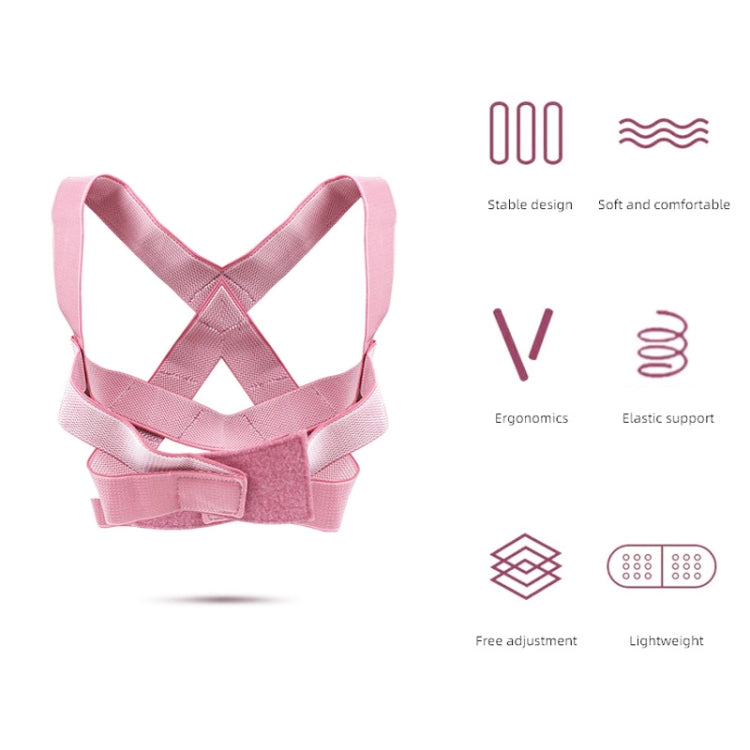 Pink posture correction belt with crisscross back straps and adjustable front band