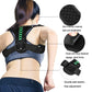 Black posture correction belt with green chevron webbing and hook-and-loop fasteners