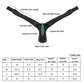 Posture correction belt size chart with labeled strap lengths and support bar dimensions