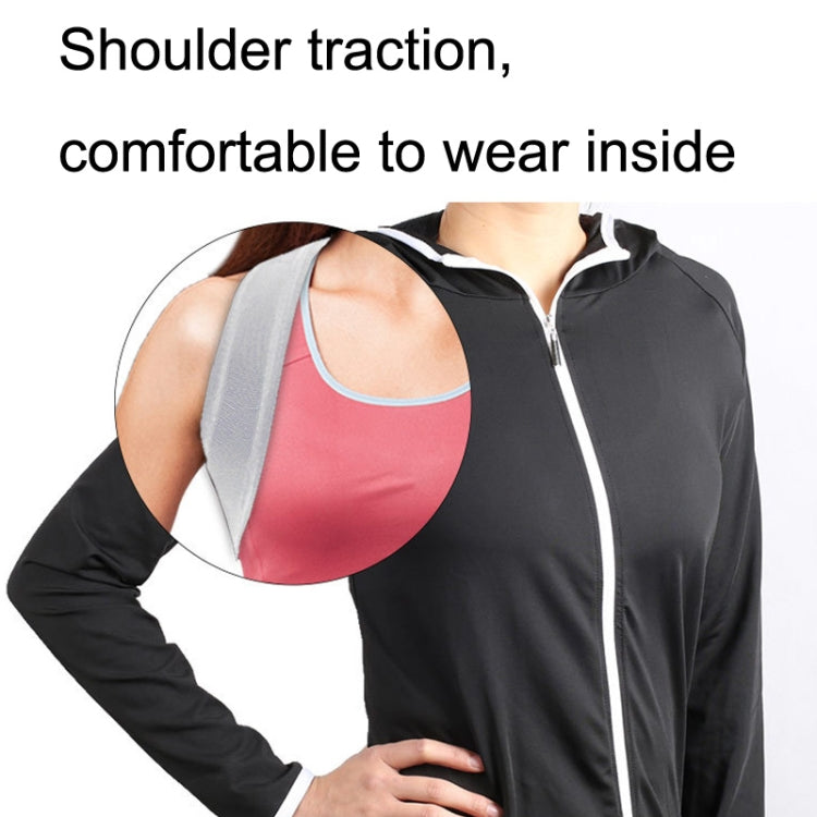 Posture correction belt worn under a jacket, showing shoulder support