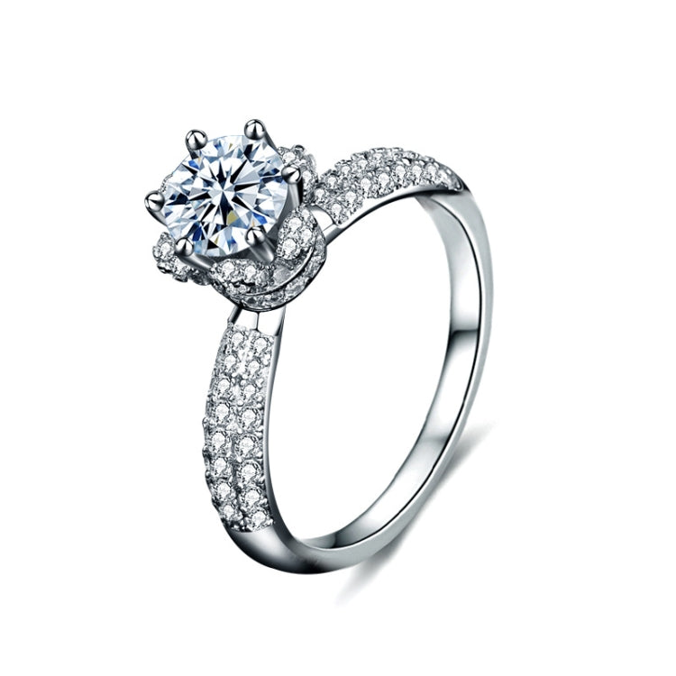 925 sterling silver moissanite crown ring with pavé band and round center stone