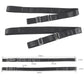 Black shirt stay straps with buckles, shown with length measurements