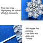 Silver flower stud earrings close-up showing faceted center stone sparkle