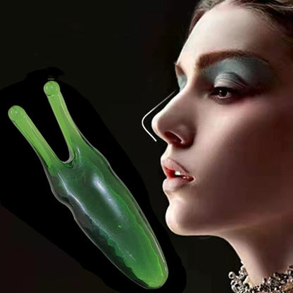 Emerald green curved nose scraping tool with U-shaped tip