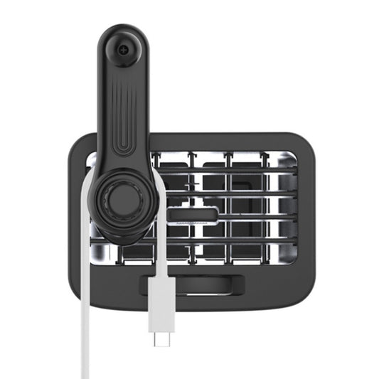 Black car phone holder clip with ball head joint and vent-style mounting plate