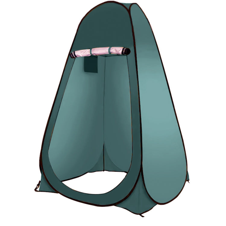 Portable camping shower privacy tent, green fabric with round front door opening