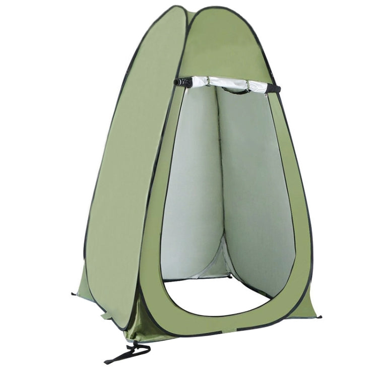 Portable camping shower privacy tent, olive green fabric with round front door opening