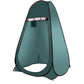 Portable camping shower privacy tent, teal green fabric with front door opening and top support bar